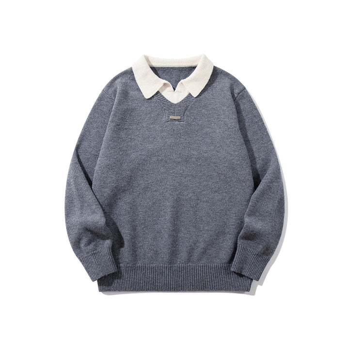 Herren Boxy-Strickpullover mit Polokragen und V‑Einsatz Drune