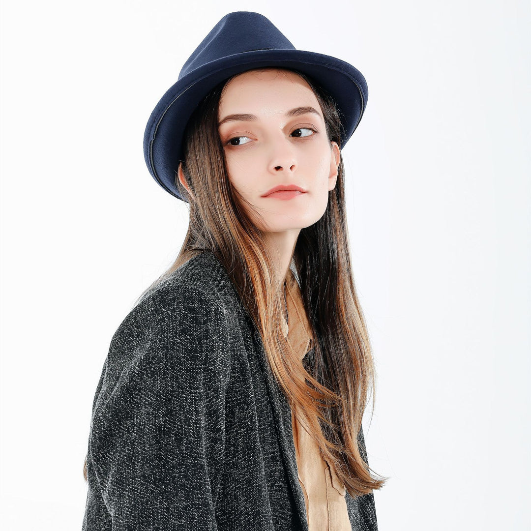 Damen Fedora-Hut aus hochwertigem Wollmix mit stilvollem Band Drune