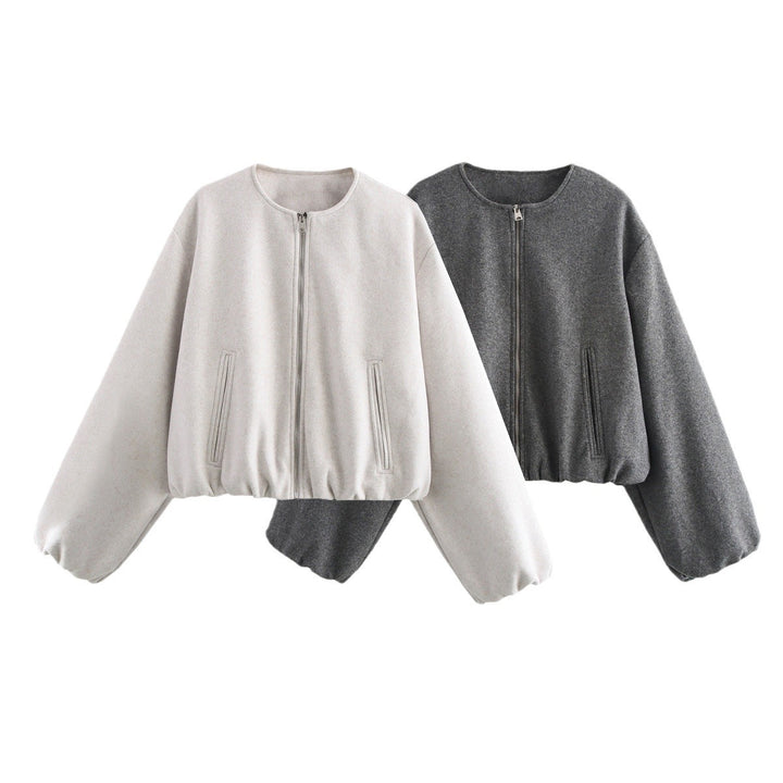 Damen lässige Oversize-Jacke mit elastischem Bund und praktischen Taschen Drune