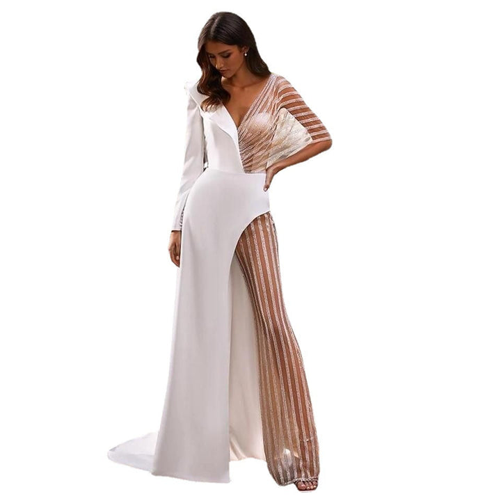 Damen Eleganter Jumpsuit mit asymmetrischem Schnitt und funkelnden Akzenten Drune