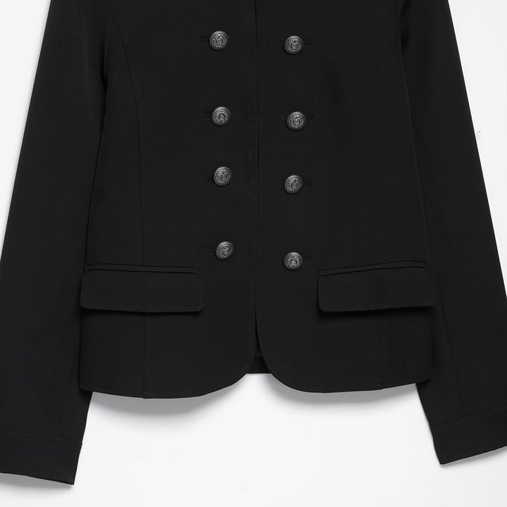 Damen Doppelreihige Militärjacke mit Stehkragen Drune