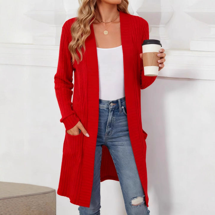 Damen Longcardigan aus geripptem Chenille mit aufgesetzten Taschen Drune