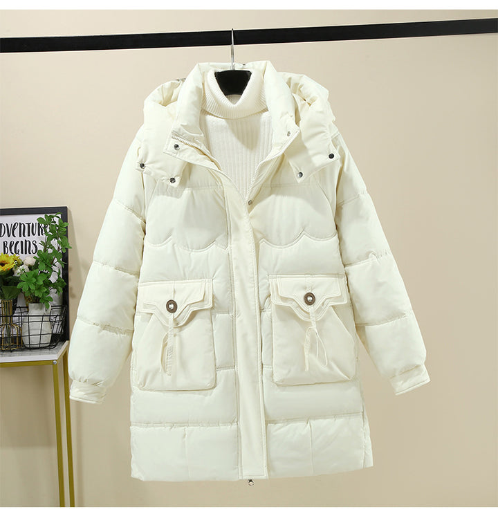 Damen Lange Pufferjacke mit praktischem Kapuzenkragen und großen Taschen Drune