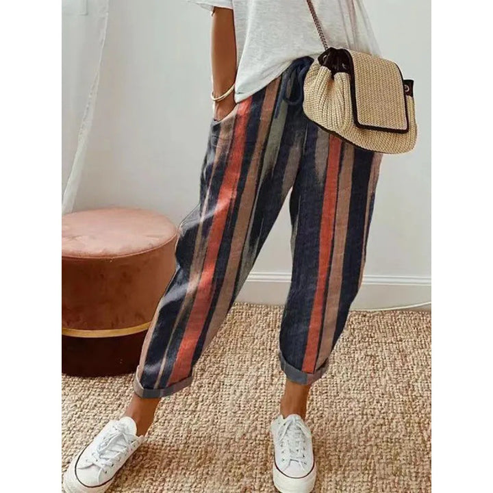 Damen Luftige Freizeithose mit floraler Stickerei Drune