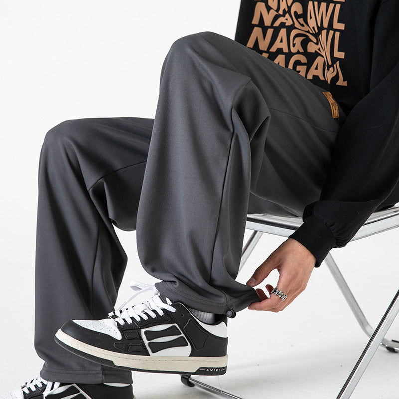 Herren Lounge-Jogginghose im Oversize-Straßenstil mit extra weitem Bein und Kordelzug Drune