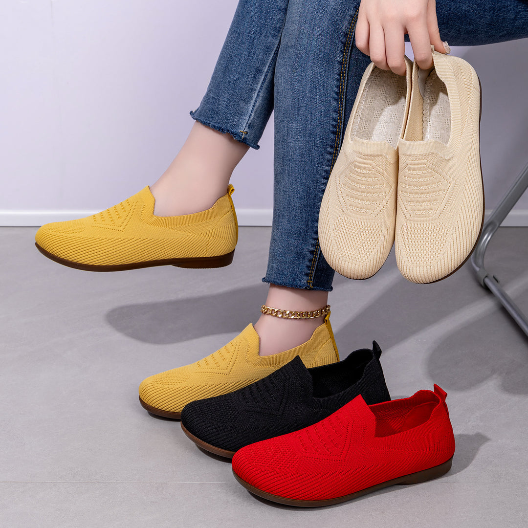 Damen nan gestrickter Komfort-Slip-On Halbschuh mit sockenähnlichem Schaft, gepolstertem Memory-Fußbett und flexibler Leichtlaufsohle Drune