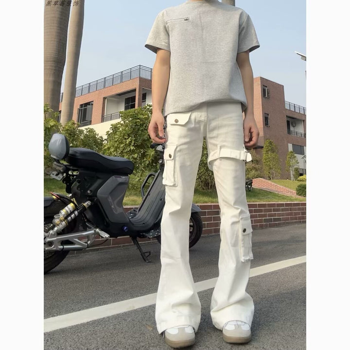 Damen Modische Cargo-Jeans mit weitem Bein und praktischen Taschen Drune