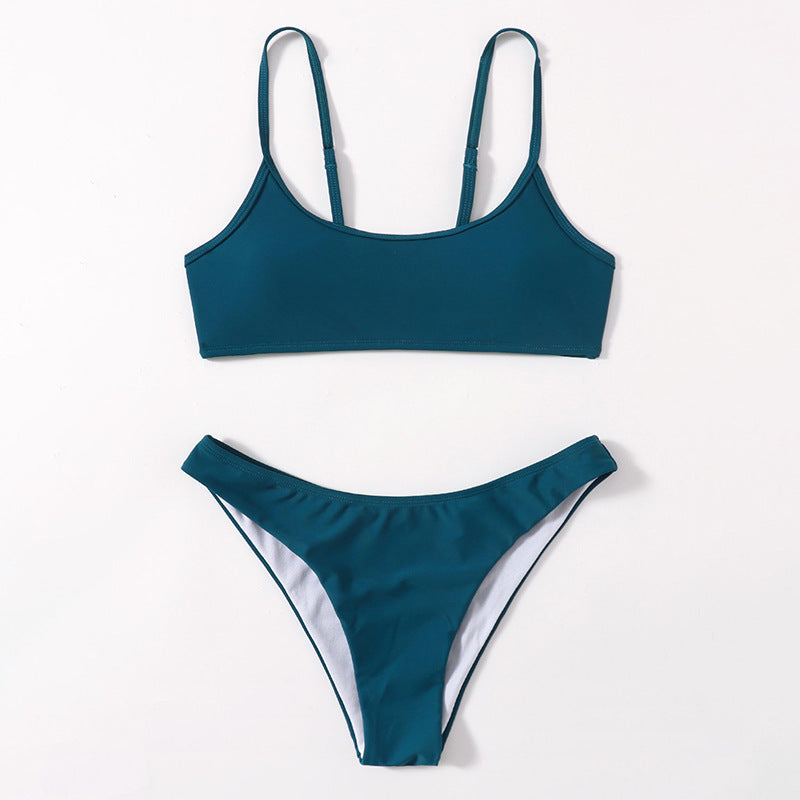 Damen Sportliches Bikini-Set mit verstellbaren Trägern und hohem Beinausschnitt Drune