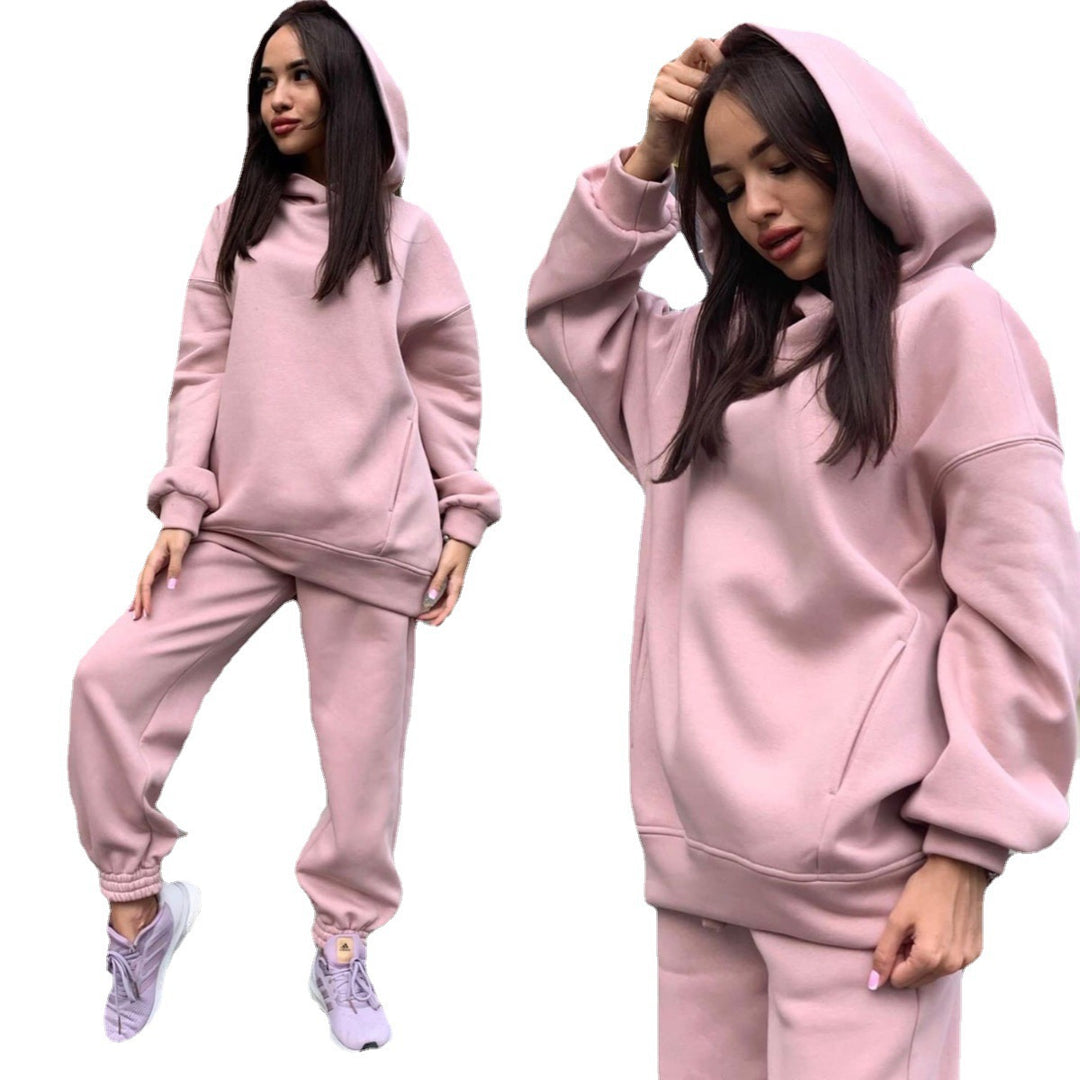 Damen Sportliches Hoodie- und Jogginghosen-Set im lässigen Design mit Kapuze Drune