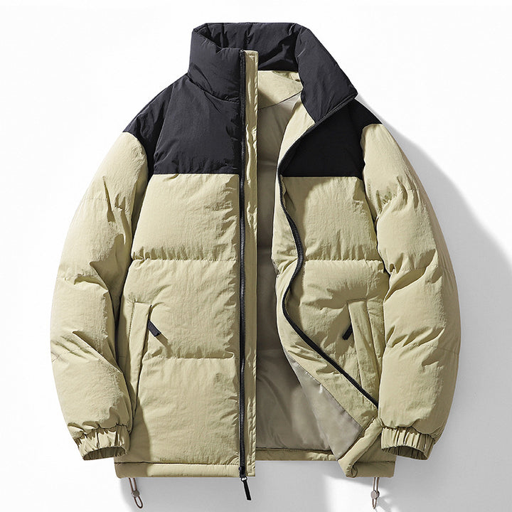 Herren gesteppte Thermo-Steppjacke mit hohem Stehkragen, Zwei-Wege-Reißverschluss und Kordelzugsaum Drune