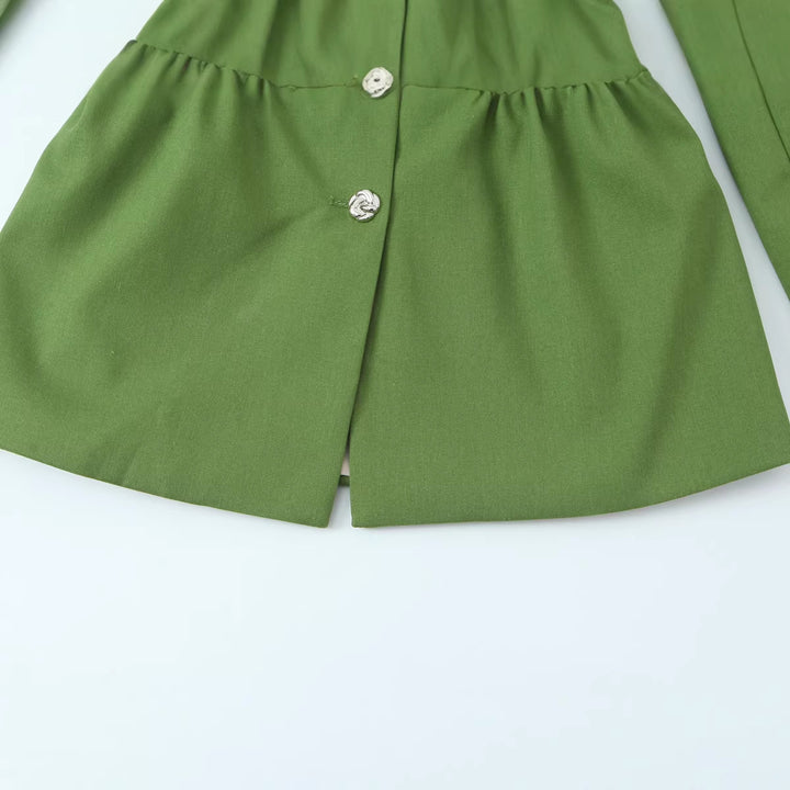 Damen Taillierter Blazer mit elastischem Taillenzug und dekorativen Schmuckknöpfen Drune