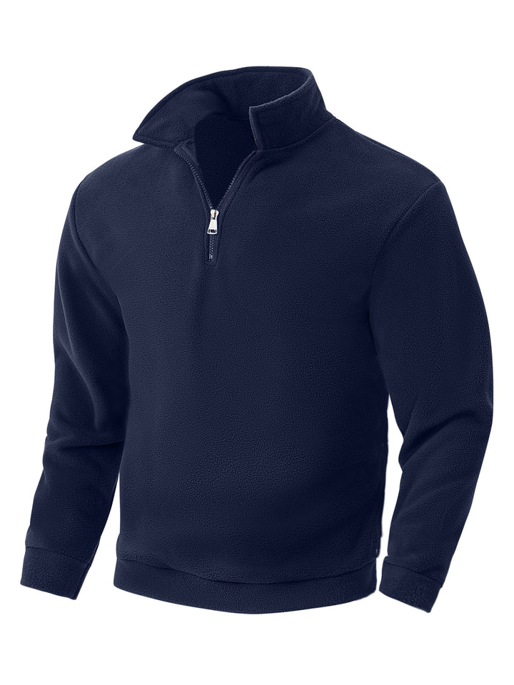 Herren Fleece-Halbzip-Pullover mit Stehkragen, weichem Teddy-Fleece und elastischen Bündchen Drune
