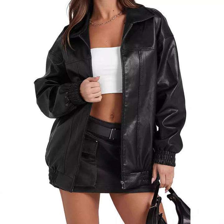 Damen Lässige Oversized-Jacke mit elastischen Bündchen und praktischen Taschen Drune