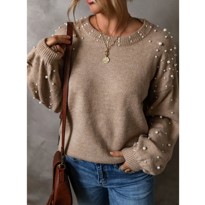 Damen Strickpullover mit Perlendetails Drune