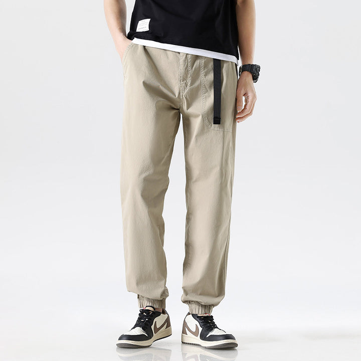 Herren Cargojoggerhose aus Baumwoll-Twill mit Tunnelzugbund und geripptem Knöchelabschluss Drune