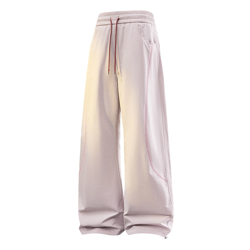 Damen Weite Baggy-Freizeithose mit Tunnelzugbund, kontrastierenden Ziernähten & verstellbarem Saum Drune