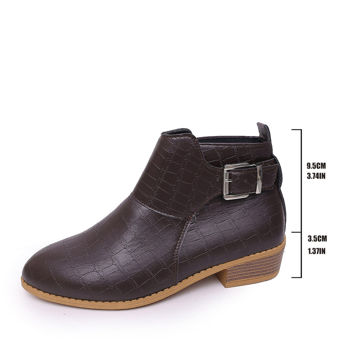 Damen Mode Stiefeletten mit Schnallen-Detail Drune