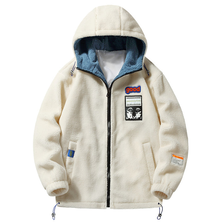 Herren Gemütliche Fleecejacke mit Kapuze Drune