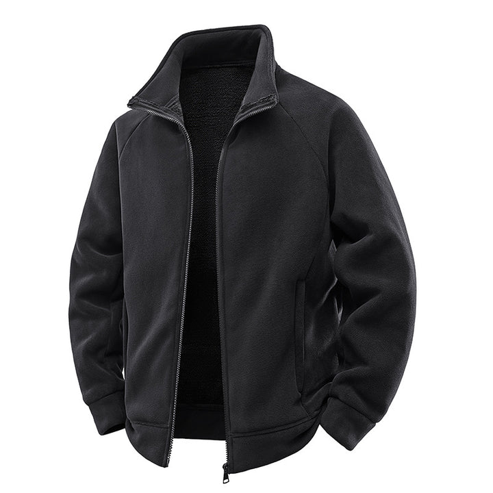 Herren Double-Fleece-Übergangsjacke mit Teddy‑Innenfutter, Stehkragen & verdeckten Eingrifftaschen Drune