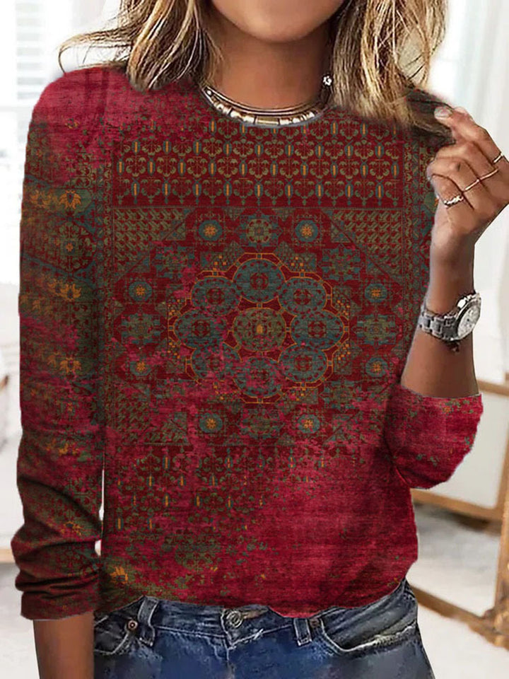 Damen Langärmeliges Oversize-Sweatshirt mit abstraktem Aquarell-Mosaikprint Drune