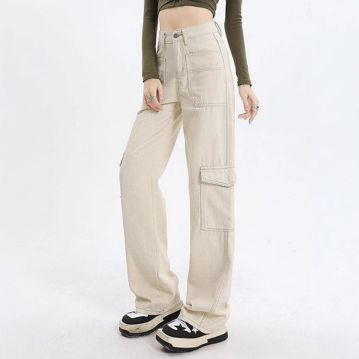 Damen Cargo-Jeans mit hoher Taille und praktischen Taschen Drune