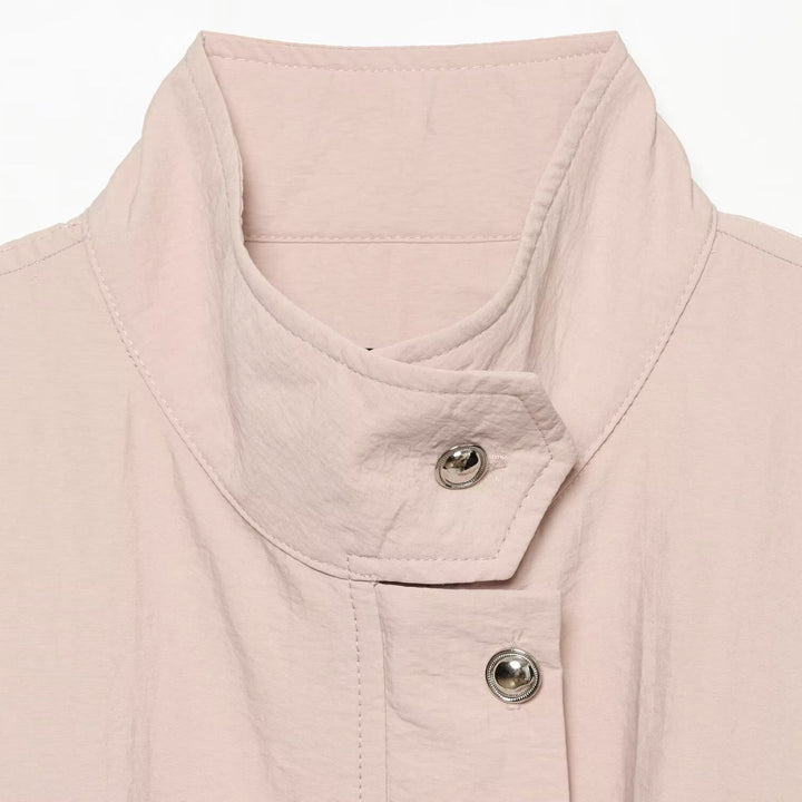 Damen Leichte Parka-Anorak Jacke mit Tunnelzugtaillierung und Stehkragen Drune