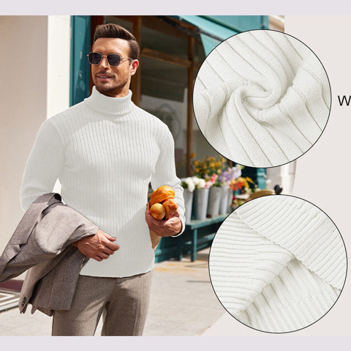 Herren nan gerippter Rollkragenpullover aus Feinstrick mit taillierter Silhouette Drune