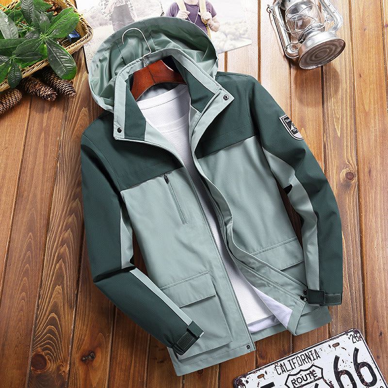 Herren Trendige Outdoor-Jacke mit abnehmbarer Kapuze Drune