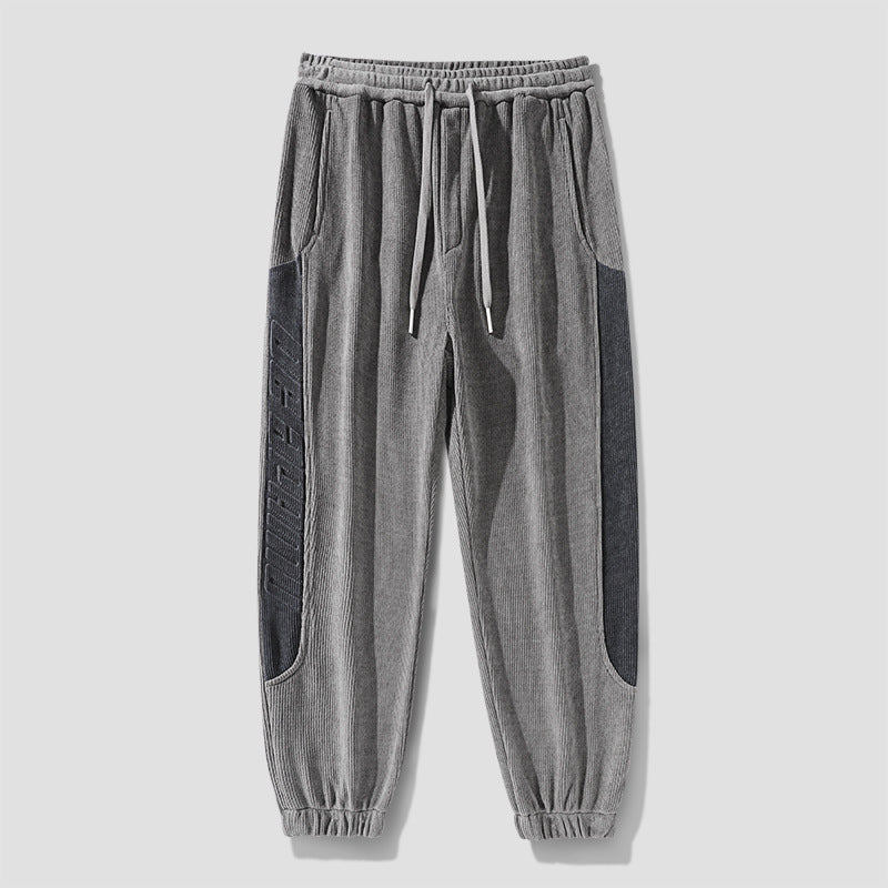 Herren Cordhose im Joggingstil mit seitlichen Panel‑Einsätzen und Kordelzug Drune