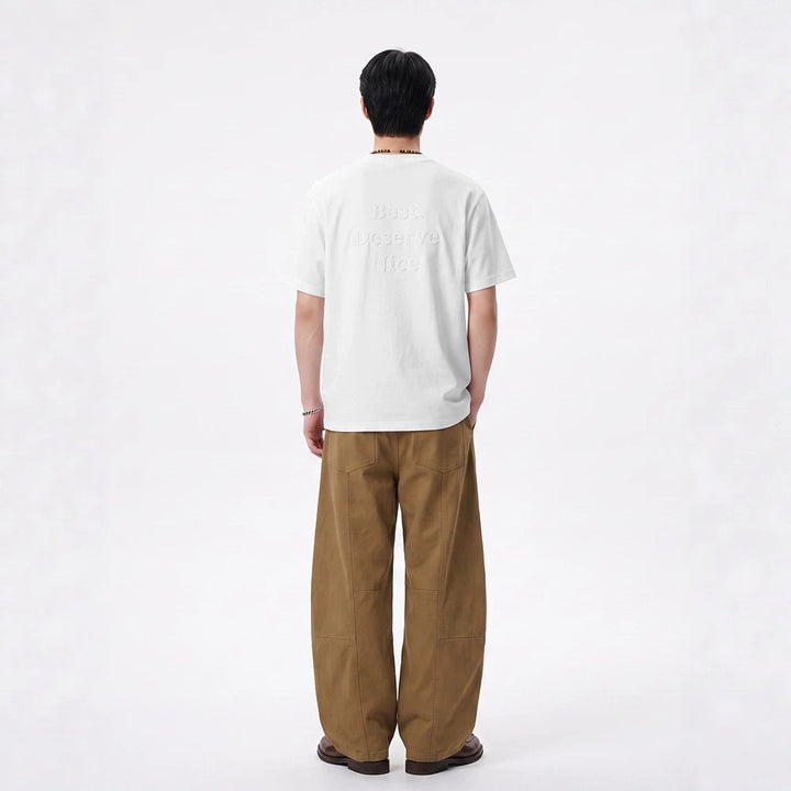 Unisex Oversized Baumwoll-T-Shirt mit Rundhalsausschnitt und verlängertem Saum Drune