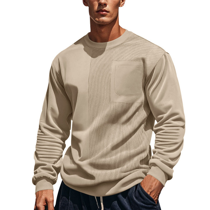 Herren nan strukturiertes Sweatshirt mit Brusttasche und geripptem Vorderpanel Drune