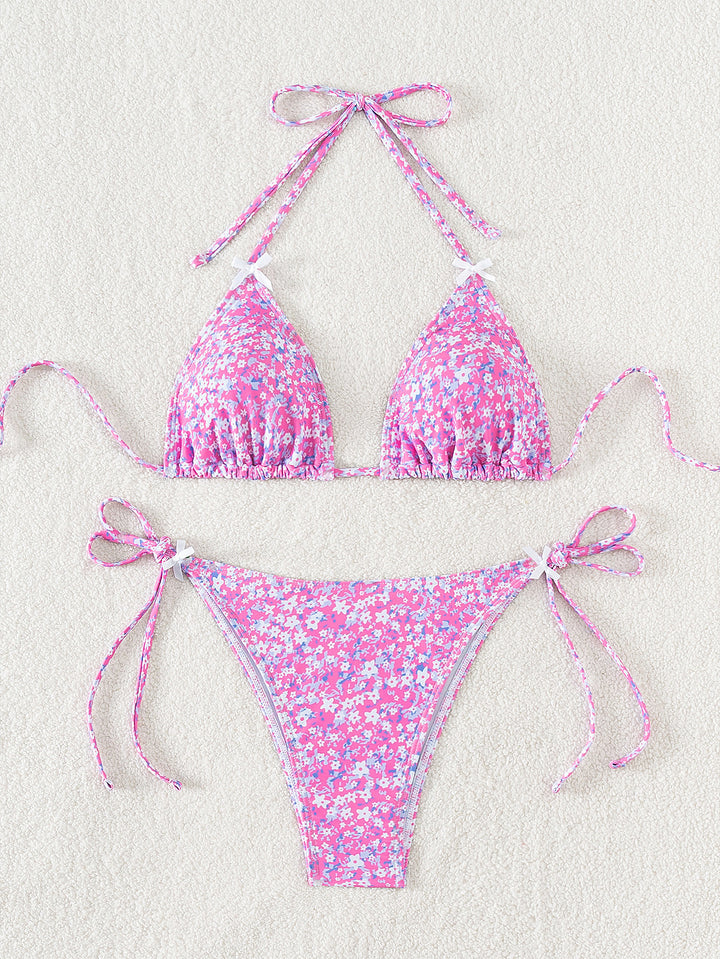 Damen Triangel-Bikini mit verspieltem Palmenmuster Drune