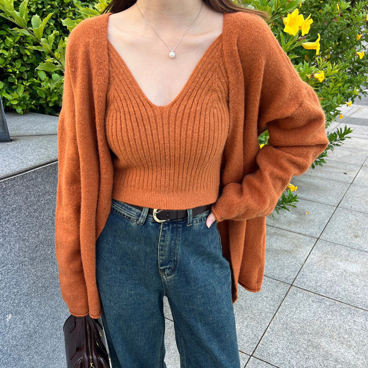 Damen lässiger Strickcardigan mit feiner Struktur und großen Knöpfen Drune