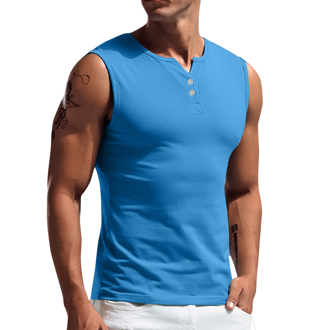 Herren ärmelloses Shirt mit Knopfleiste Drune