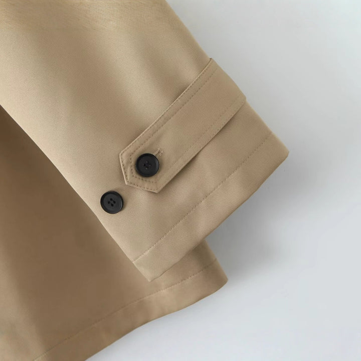 Damen modische Trenchjacke mit Taillengürtel und praktischen Taschen Drune