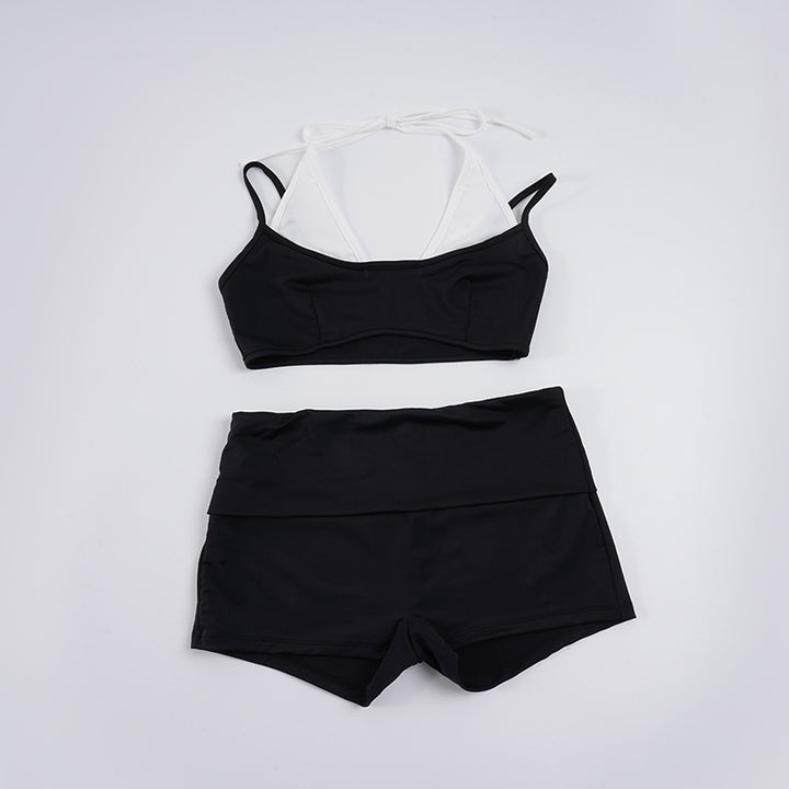 Damen Sportlicher Bikini mit hoch sitzender Shorts und verstellbaren Trägern Drune
