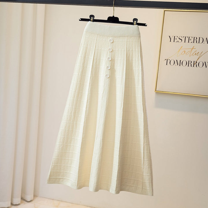 Damen Eleganter Maxirock mit Knopfdetails und strukturiertem Design Drune