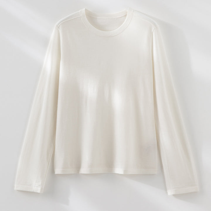 Damen Feines Langarm-Feinstrickshirt mit Rundhalsausschnitt und gerader Silhouette Drune