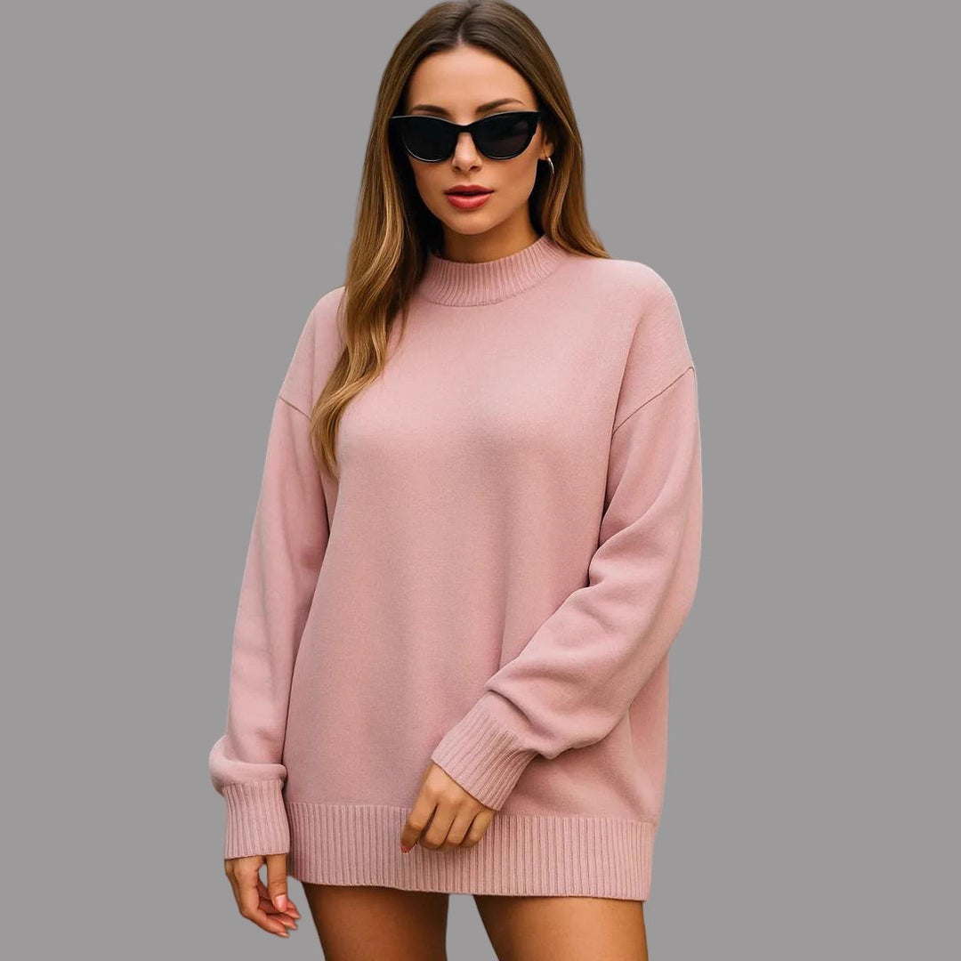 Damen gemütlicher Oversized Pullover mit strukturiertem Rippenmuster und breiten Bündchen Drune
