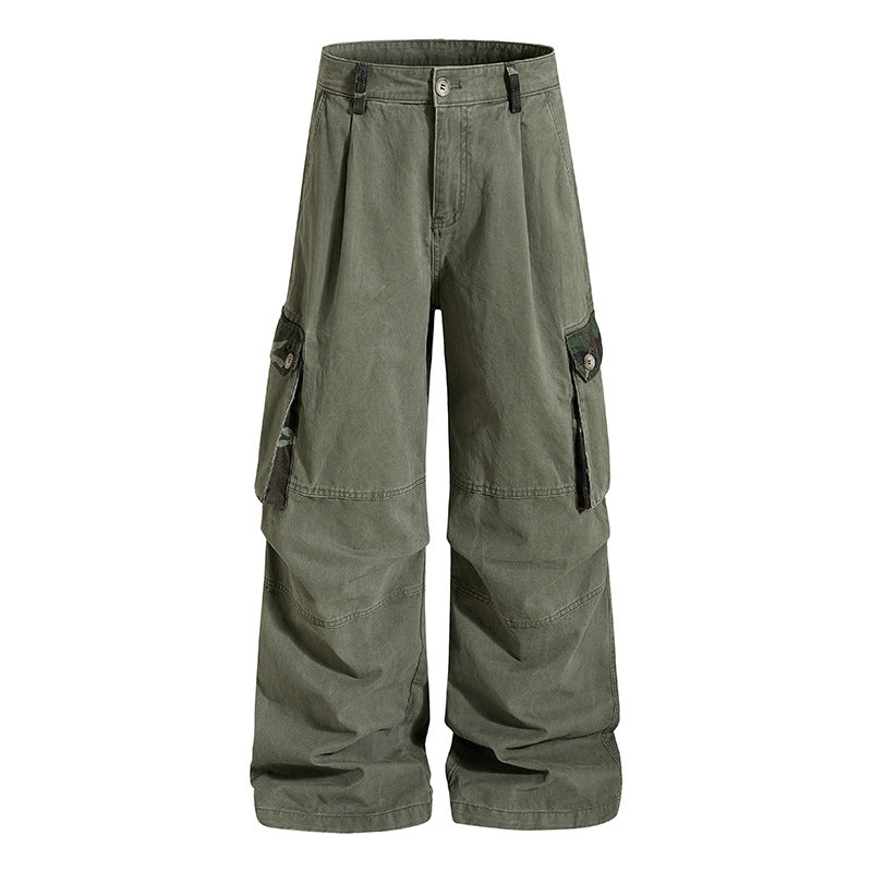 Damen weite Cargo-Hose im Utility-Stil mit hoher Taille und großzügigen Klappentaschen Drune