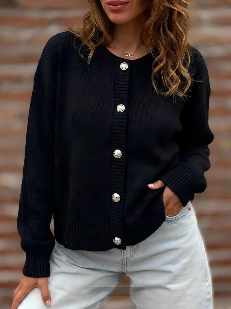 Damen Stylische Strickjacke mit Knopfverschluss Drune