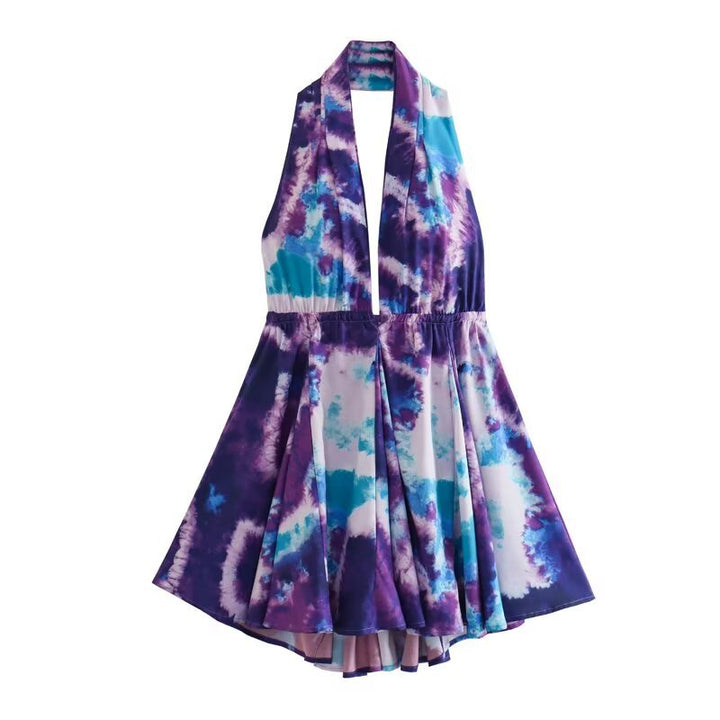 Damen Halterneck Kleid mit fließendem Rock Drune