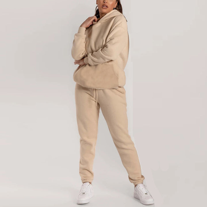 Damen gemütliches Fleece-Hoodie- und Jogginghosen-Set Drune