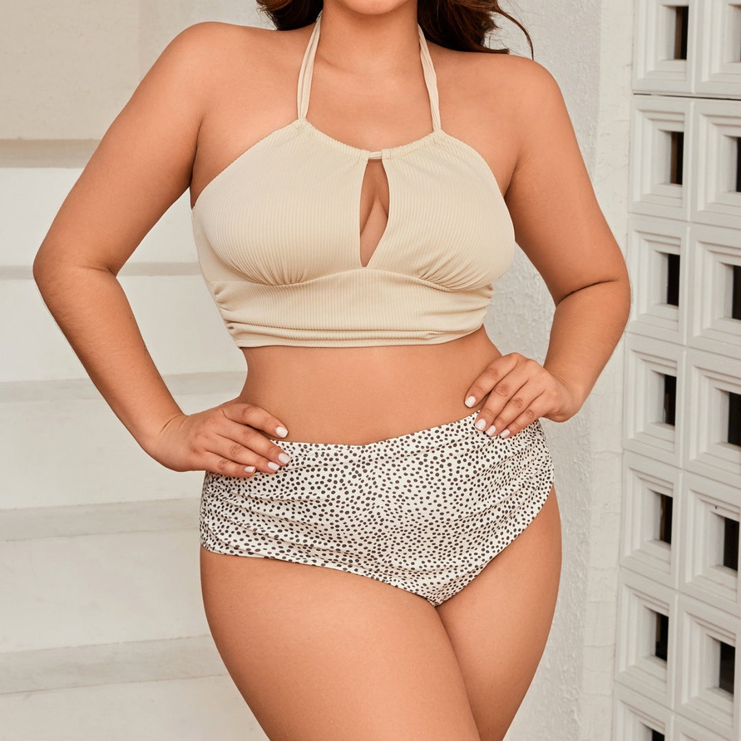 Damen Hochgeschnittenes Bikini-Set mit gerafftem Oberteil Drune