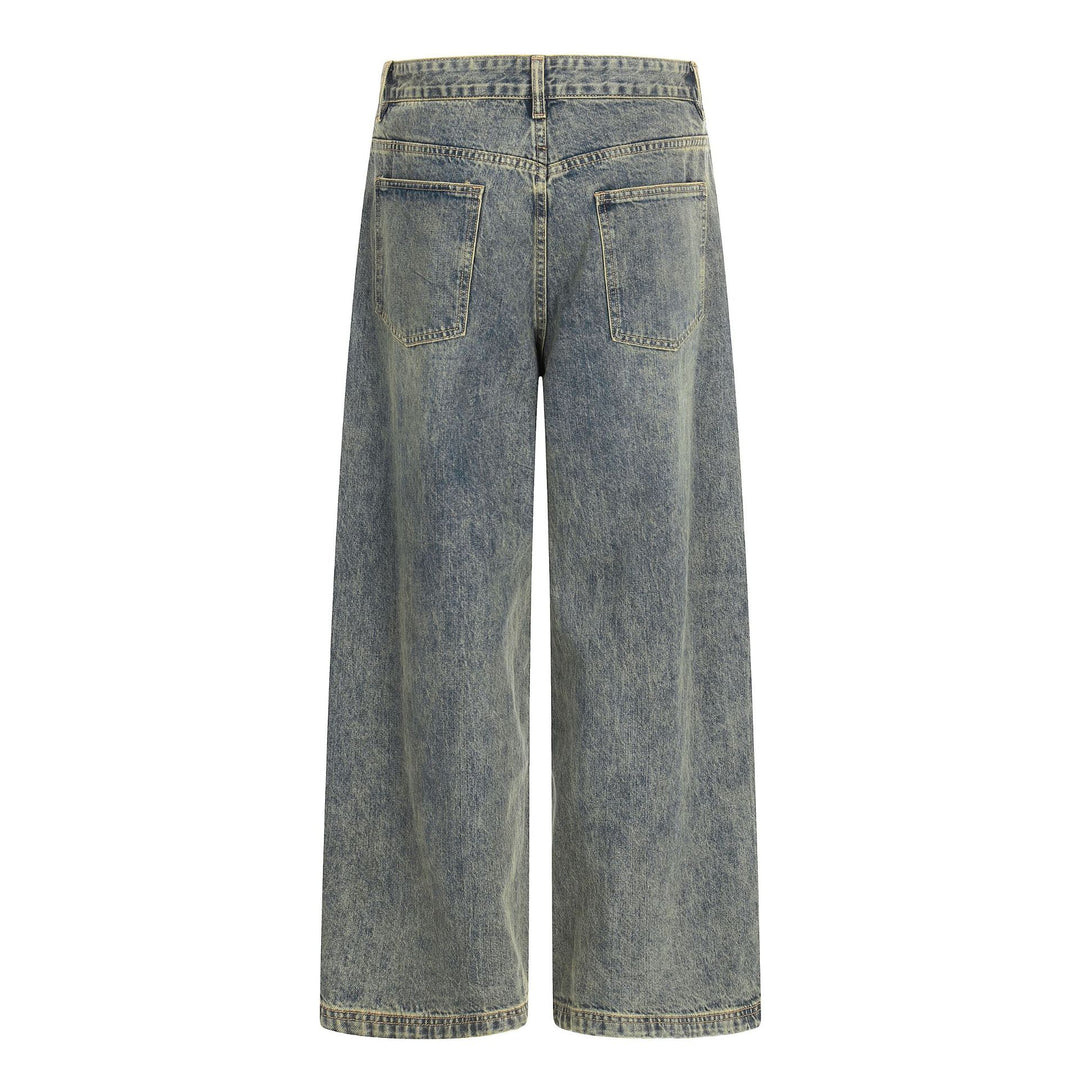 Damen Hochtaillierte Cropped-Denim‑Culotte mit weitem Bein und Used‑Finish Drune
