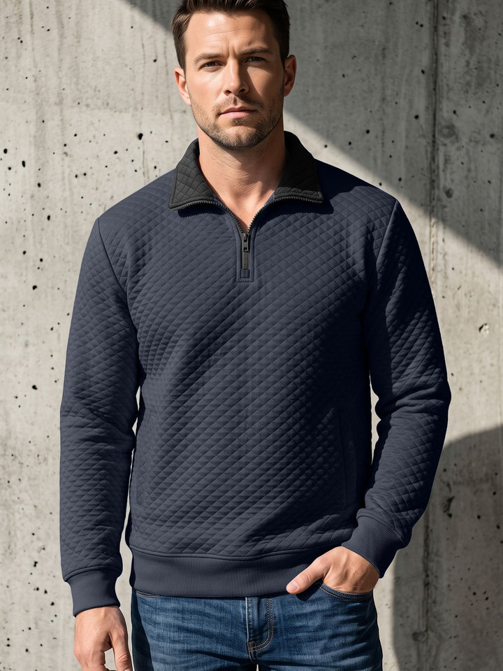 Herren Stepppullover mit Troyerkragen und Halbzip Drune