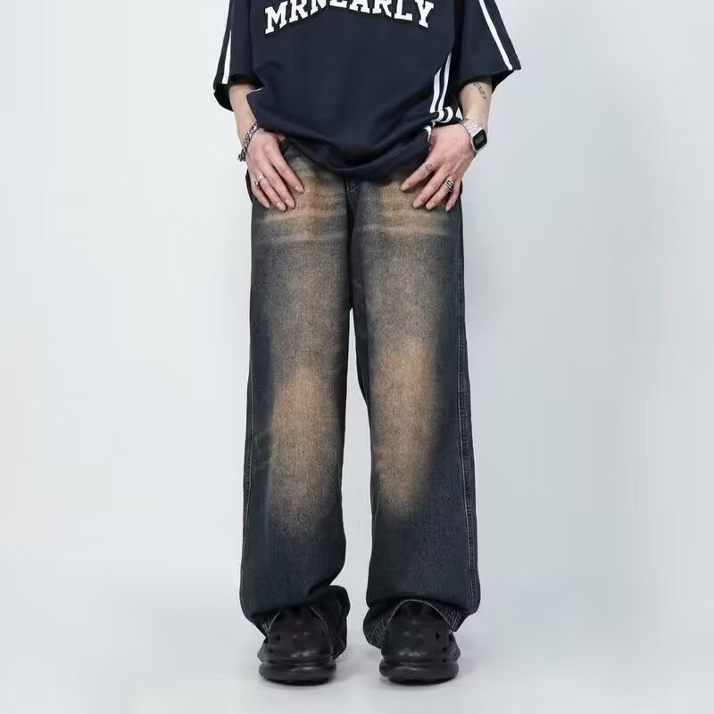 Herren Wide-Leg Jeans im lässigen Vintage-Design mit einzigartiger Waschung Drune