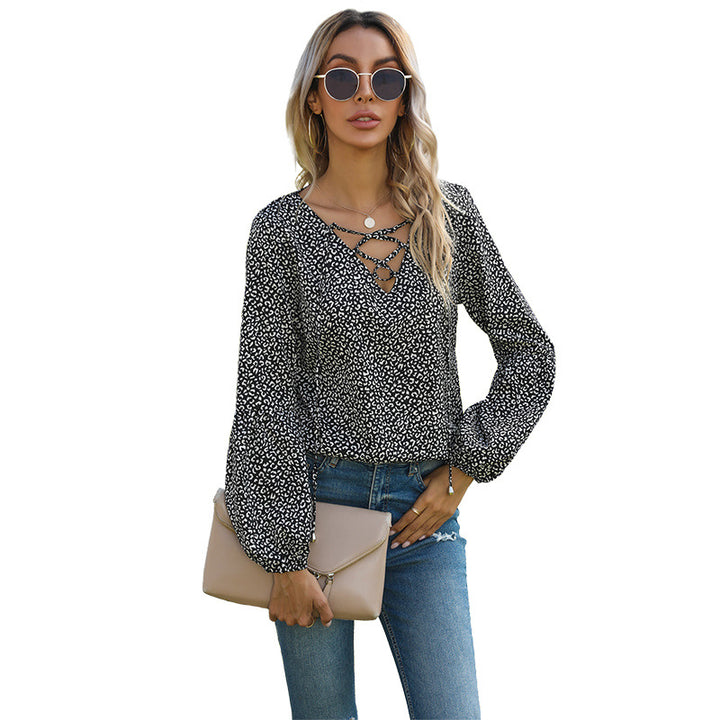 Damen Elegante Bluse mit Schnürung Drune