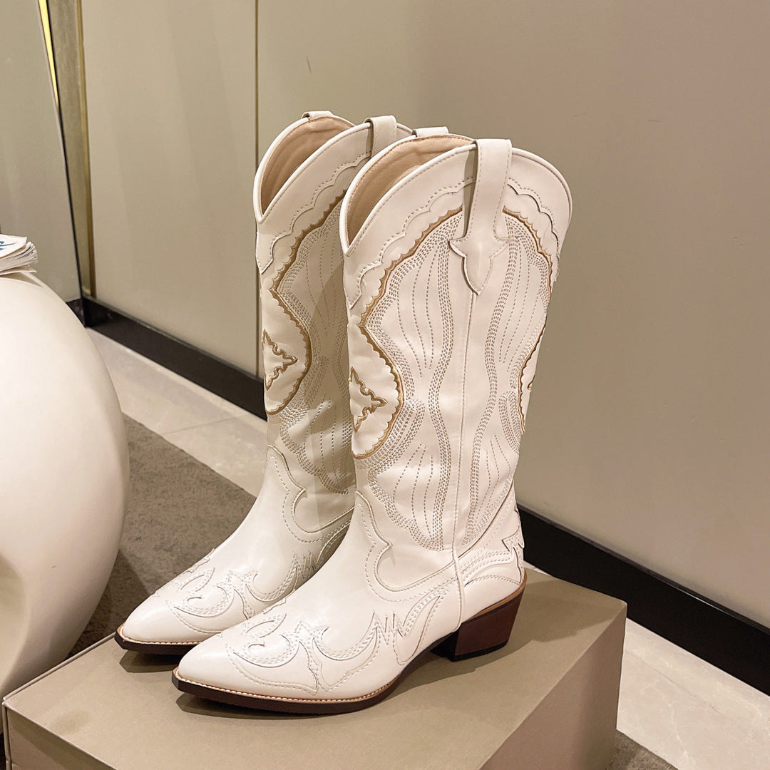Drune Elegant Damen Cowboy-Stiefel