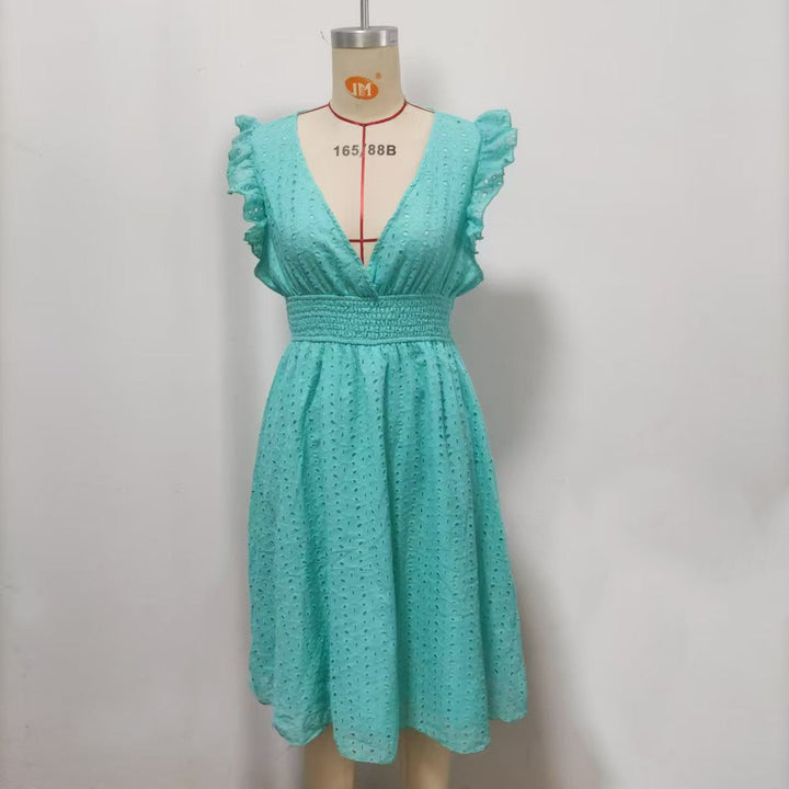 Damen Sommerkleid mit eleganten Spitzenärmeln Drune